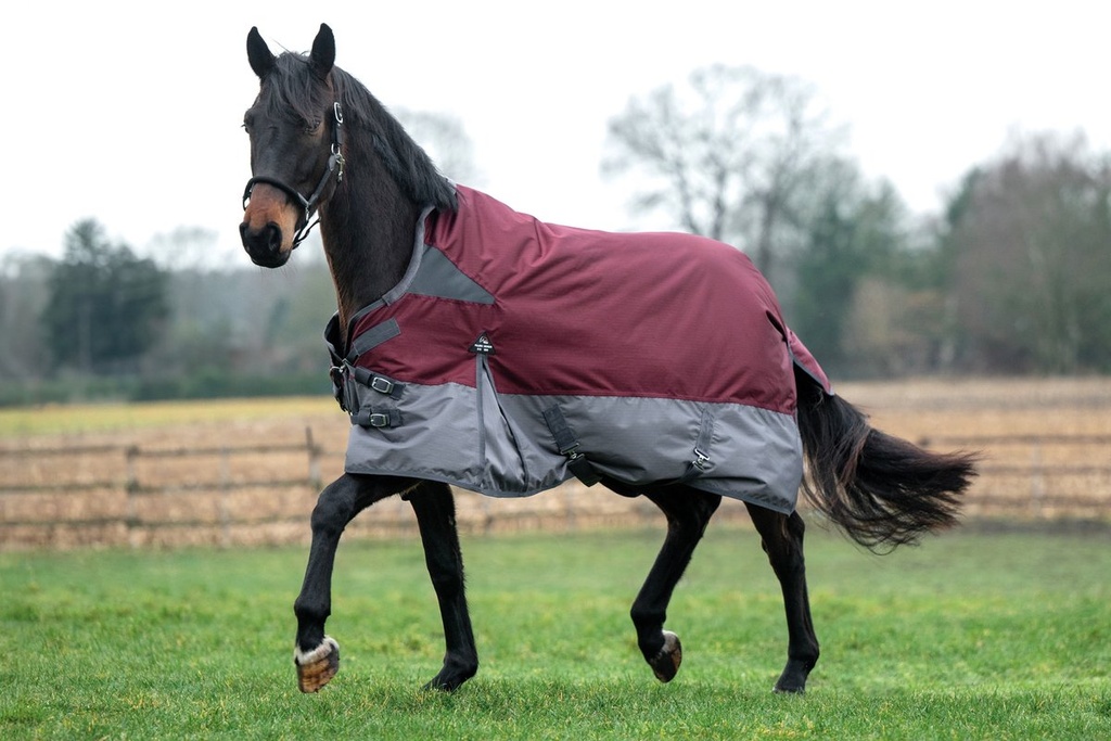 Couverture highneck -Yukon- 60 - Rouge foncé/gris (4)