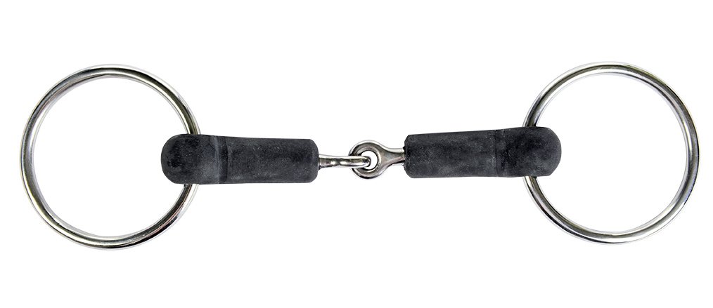 Mors à anneaux 18 mm caoutchou - Noir