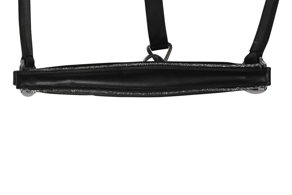 Licol en cuir -Glamour- - Noir/argenté (2)