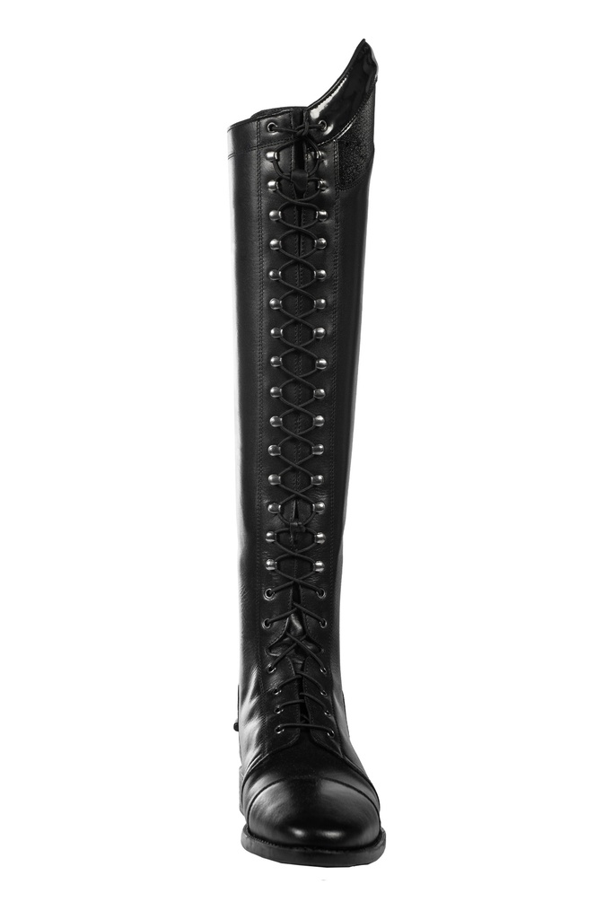 Bottes HKM Beatrice longueur largeur standard, détail du laçage élastique