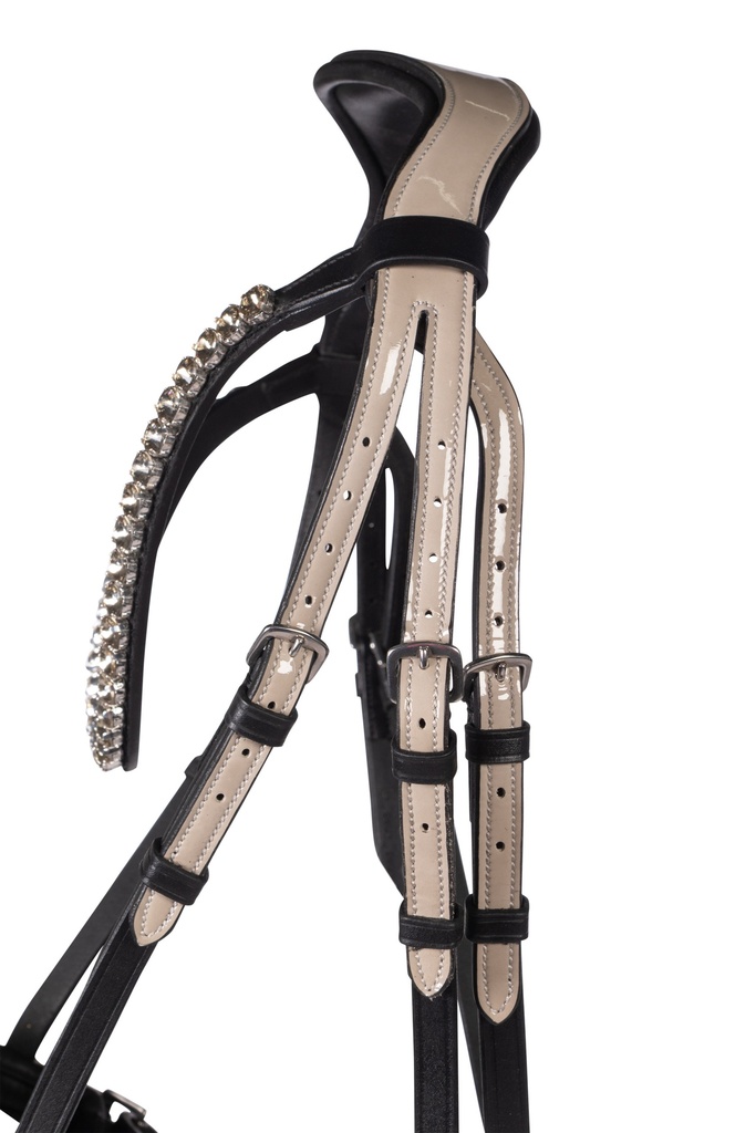 Bridon HKM Limone Elegant porté sur la tête du cheval