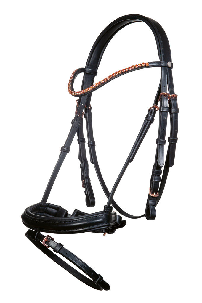 Bridon sans mors HKM Rosegold Glamour, vue de profil
