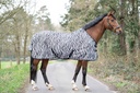 Couverture anti-mouches HKM Zebra sangles croisées, détail de l'imprimé zèbre