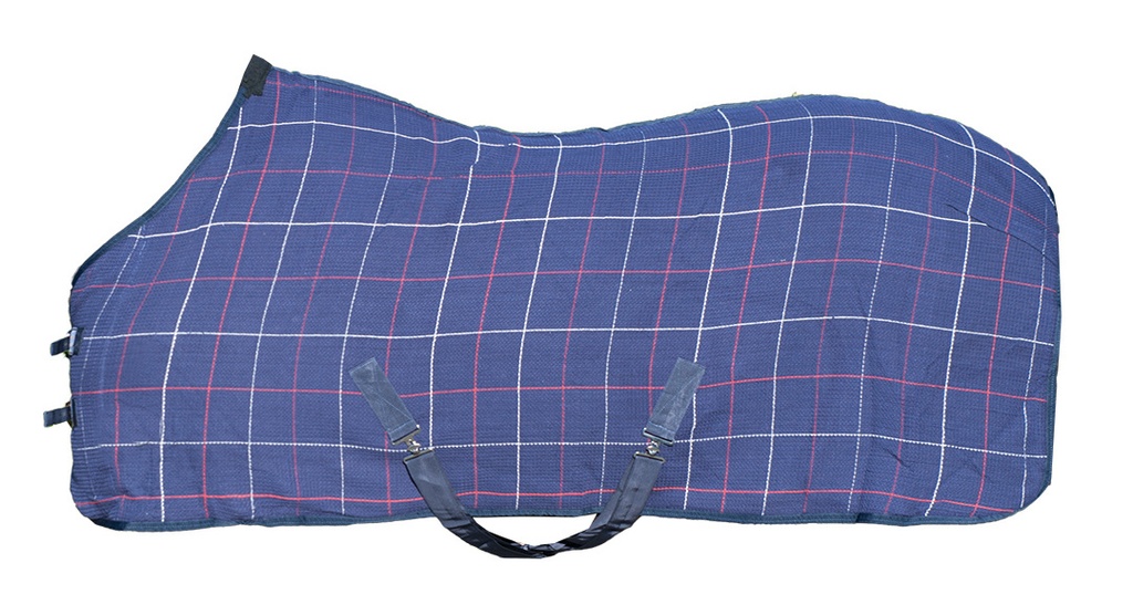 Couverture de boxe HKM Waffeloptik, vue de profil sur le cheval