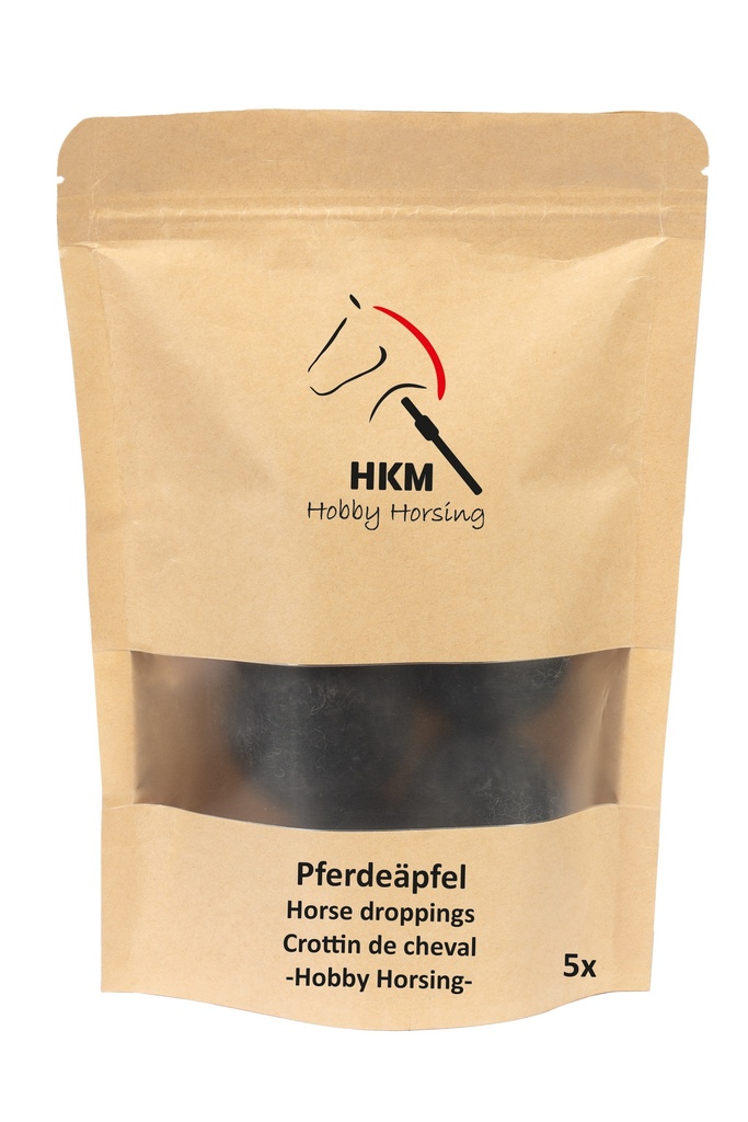 Crottin de cheval HKM Hobby Horsing, mise en situation avec le hobby horse