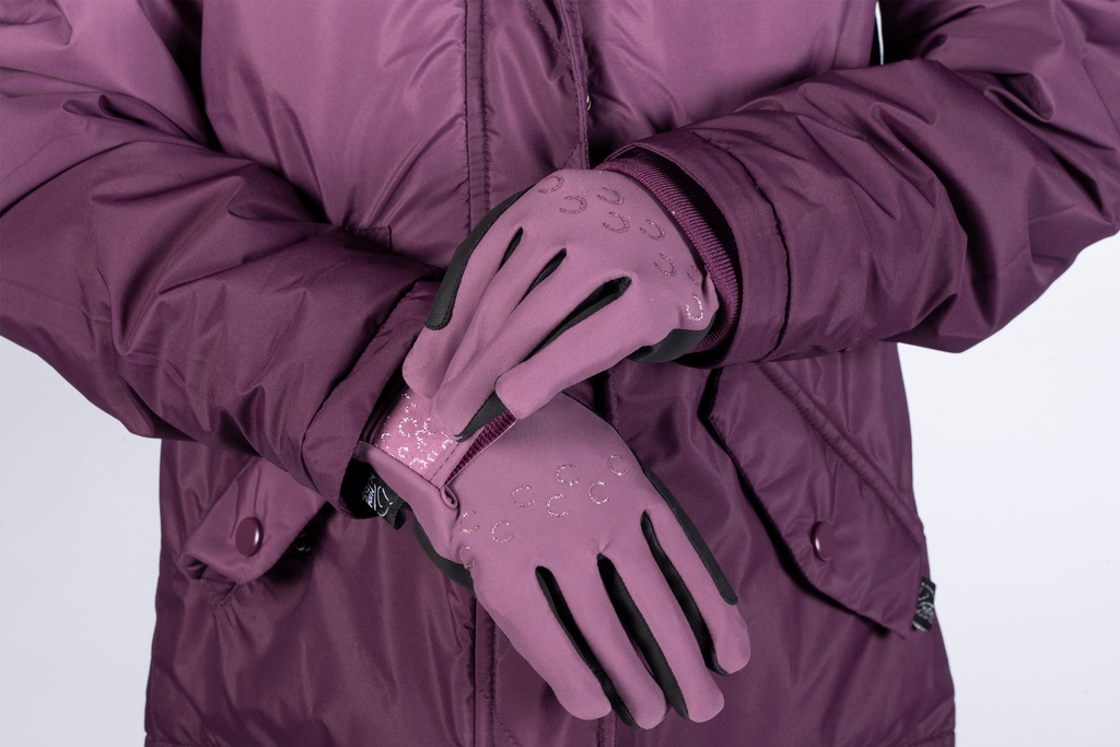 Gants d'hiver enfants HKM Alva, en utilisation avec une tablette