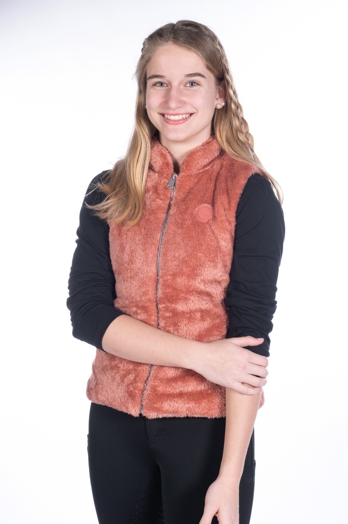 Gilet en peluche HKM Ruby, détail du tissu peluche