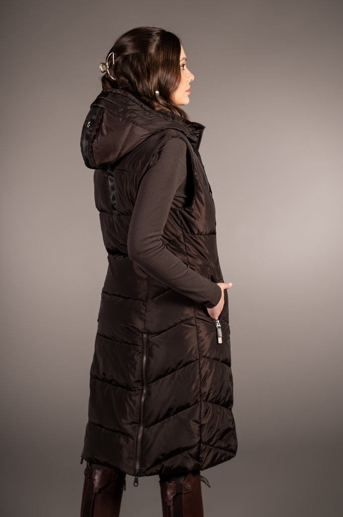 Gilet long Lauria Garrelli Arezzo, détail des fentes réfléchissantes