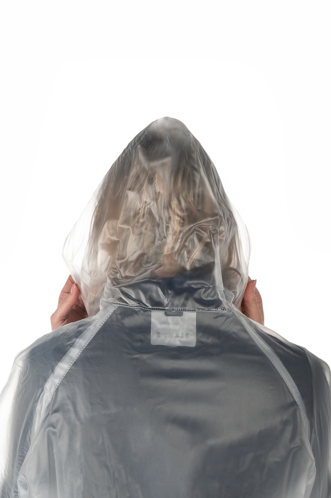 Imperméable transparent HKM, détail de la capuche