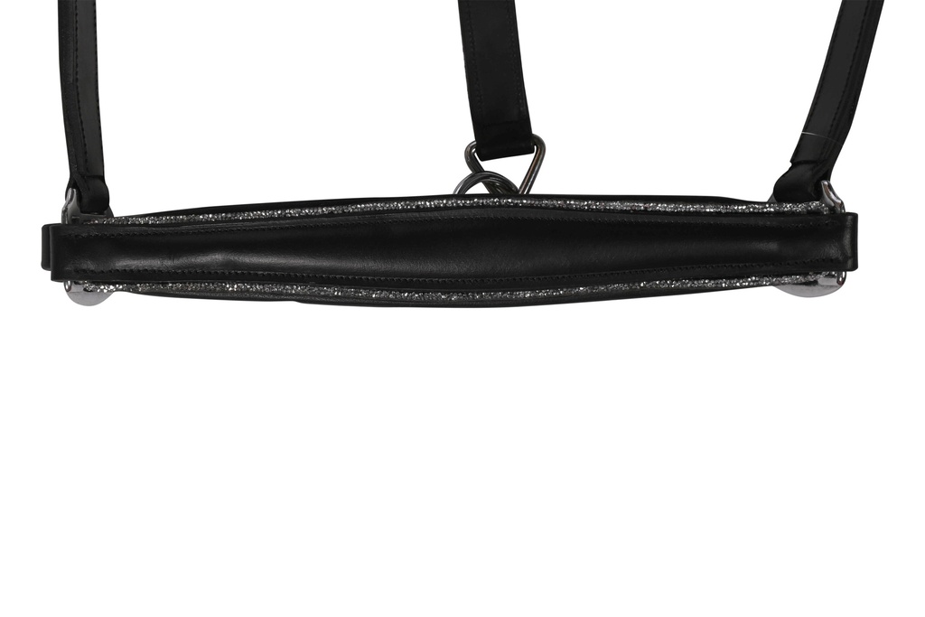 Licol en cuir HKM Glamour, détail des cristaux argentés