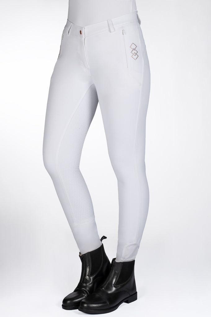 Pantalon HKM Alexis fond silicone, détail des pierres fines
