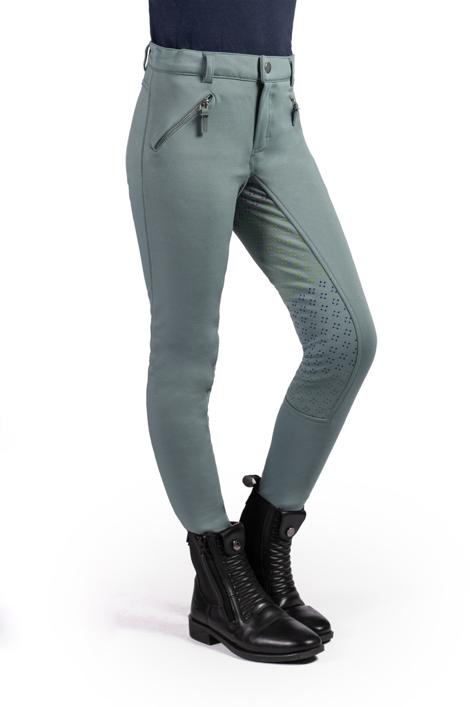 Pantalon HKM Kids Mia fond silicone, détail du pendentif caoutchouté