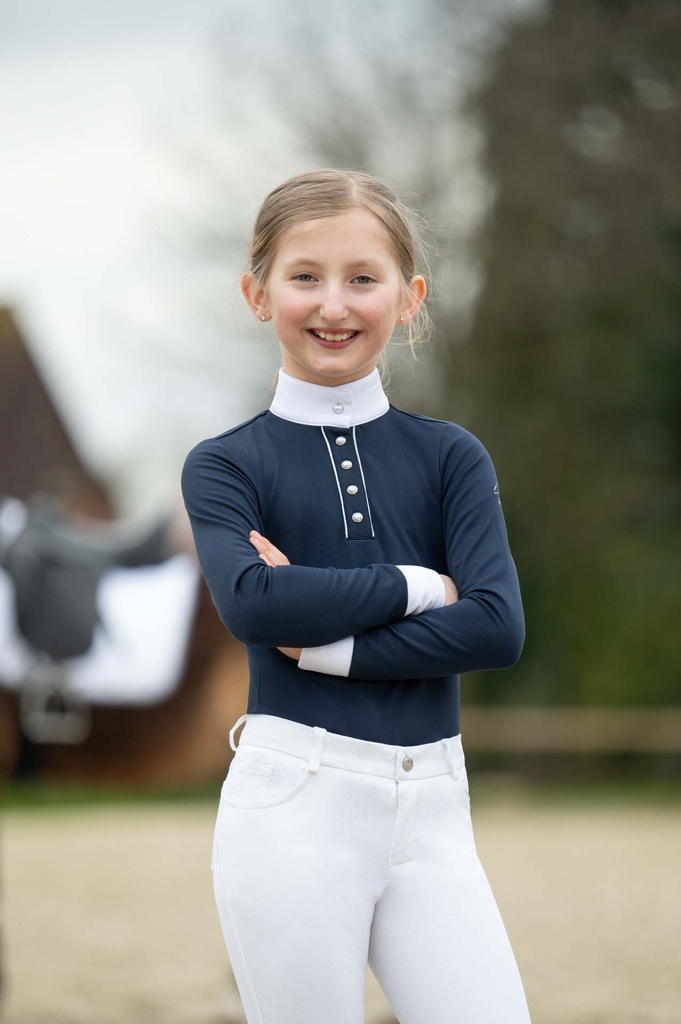 Polo de concours HKM Kids Emilia Kids, détail du passepoil scintillant