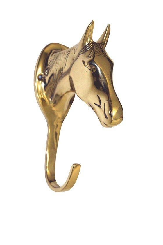 Porte bridon HKM tête de cheval en laiton, vue d'ensemble