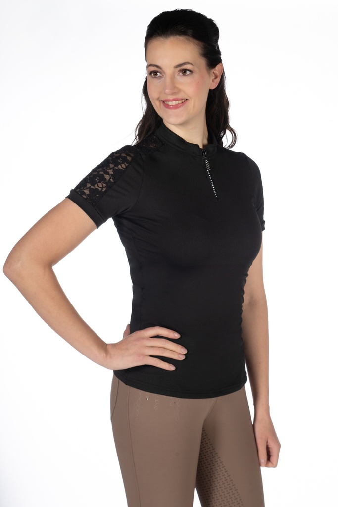Shirt fonctionnel HKM Nelly manches courtes, détail des strass