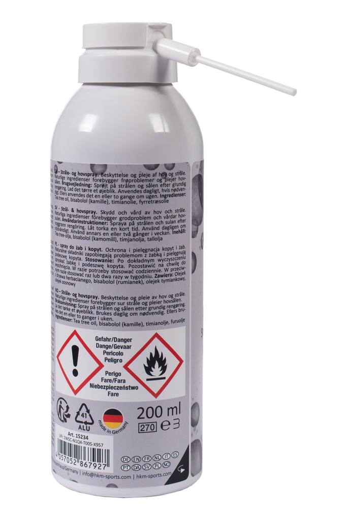Spray soins fourchette HKM 200 ml, appliqué sur le sabot