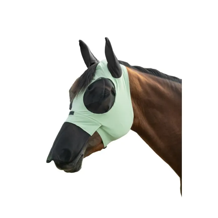 Masque anti-mouches HKM Elastic porté sur un cheval