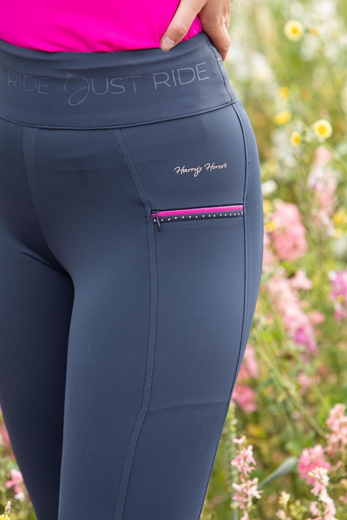Culotte Equitights Just Ride NightSky Full Grip, vue complementaire mettant en evidence les finitions et les coutures du produit