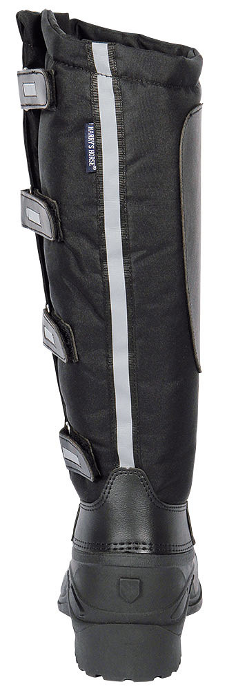 Bottes d'hiver, detail du produit presentant les attaches, la matiere et le coloris