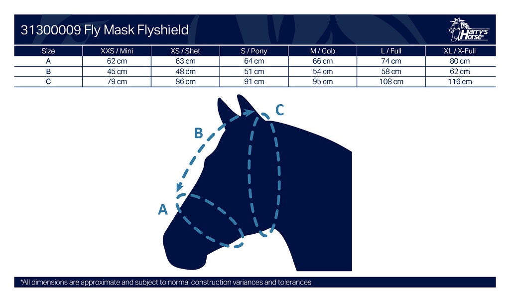 Masque anti-mouches Flyshield avec oreilles et naseaux, detail du produit presentant les attaches, la matiere et le coloris