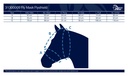 Masque anti-mouches Flyshield avec oreilles et naseaux, detail du produit presentant les attaches, la matiere et le coloris