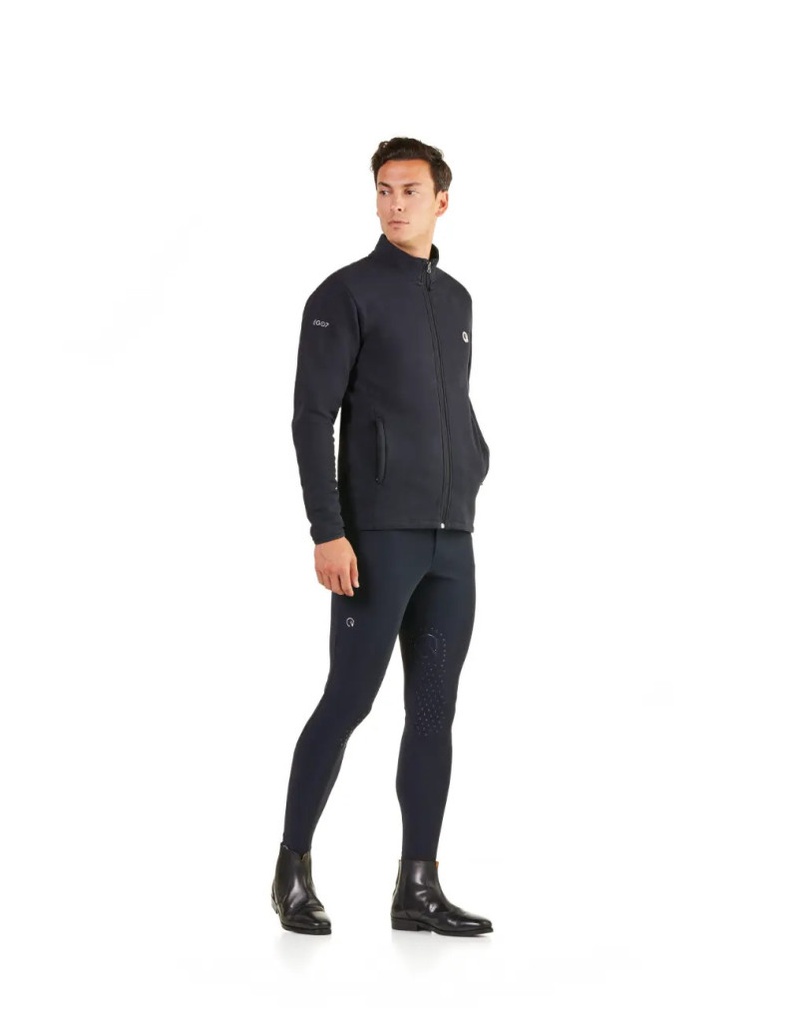 Z0W Sweat à capuche HOMME Zerowet EGO7 coloris Bleu Marine, gros plan finitions et coutures techniques