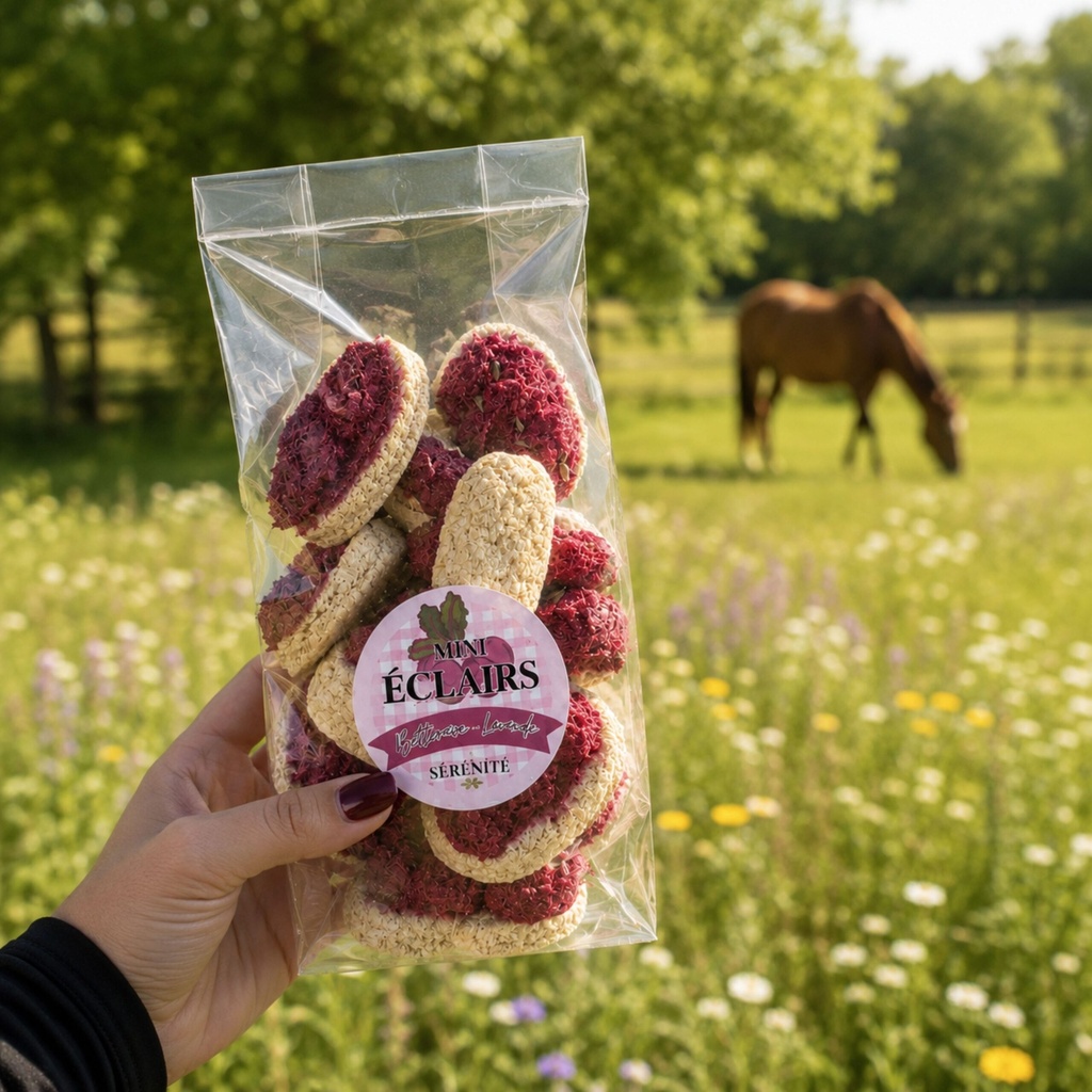 MINI-ECLAIRS SÉRÉNITÉ, mini-éclair bio EquiNatBio, vue du produit sous emballage