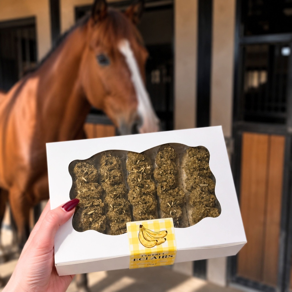 Coffret 5 Eclairs Sport, coffret bio EquiNatBio, vue du produit sous emballage