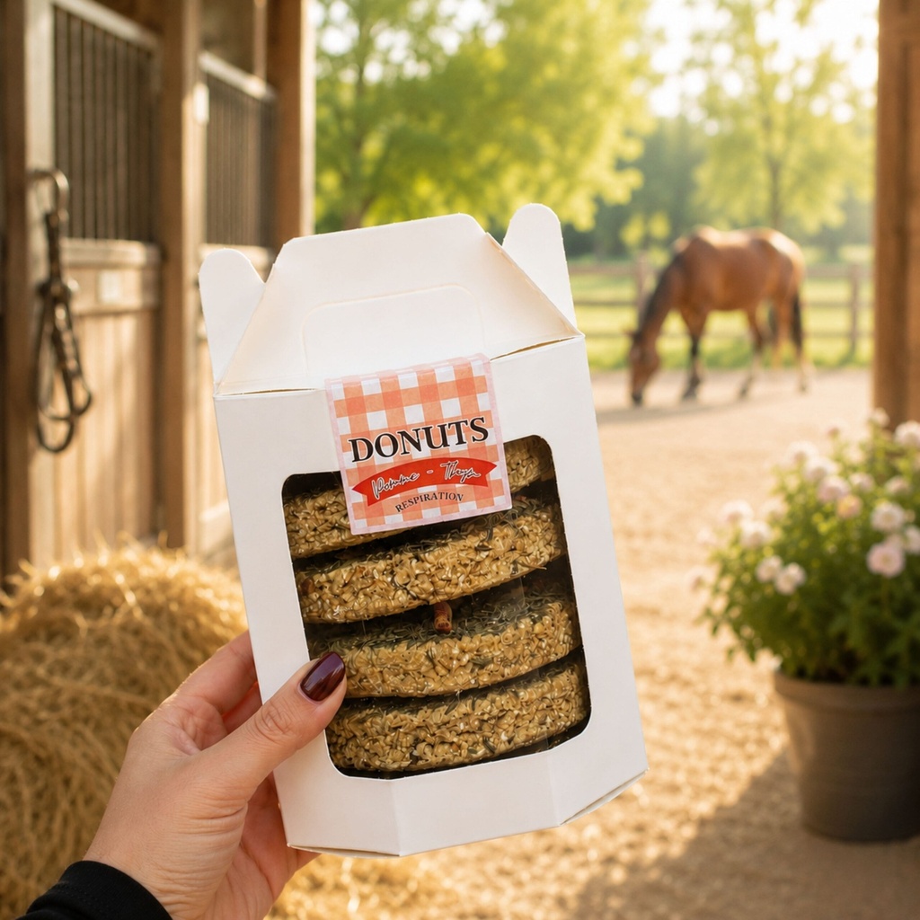 Coffret 5 Donuts Respiration, coffret bio EquiNatBio, vue du produit sous emballage
