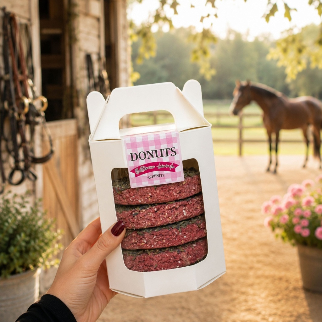 Coffret 5 Donuts Sérénité, coffret bio EquiNatBio, vue du produit sous emballage