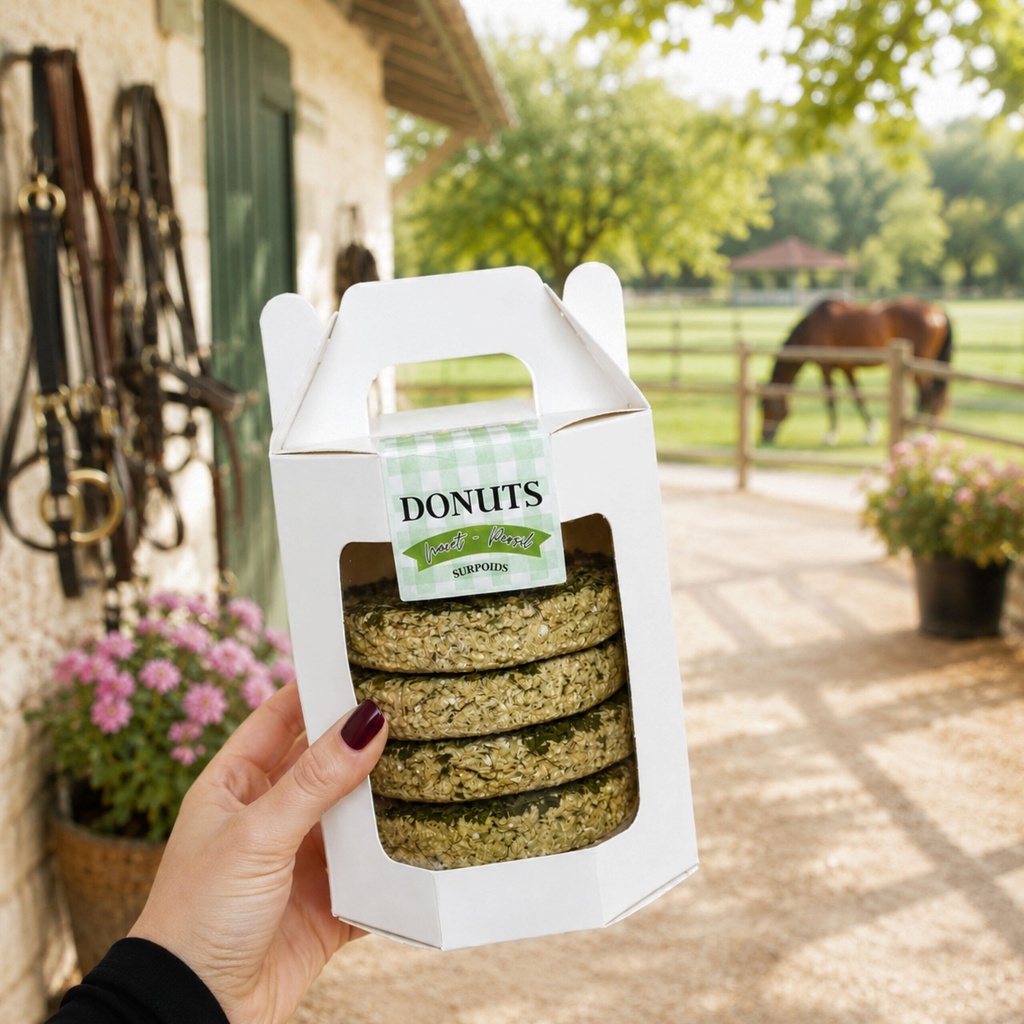 Coffret 5 Donuts Surpoids, coffret bio EquiNatBio, vue du produit sous emballage