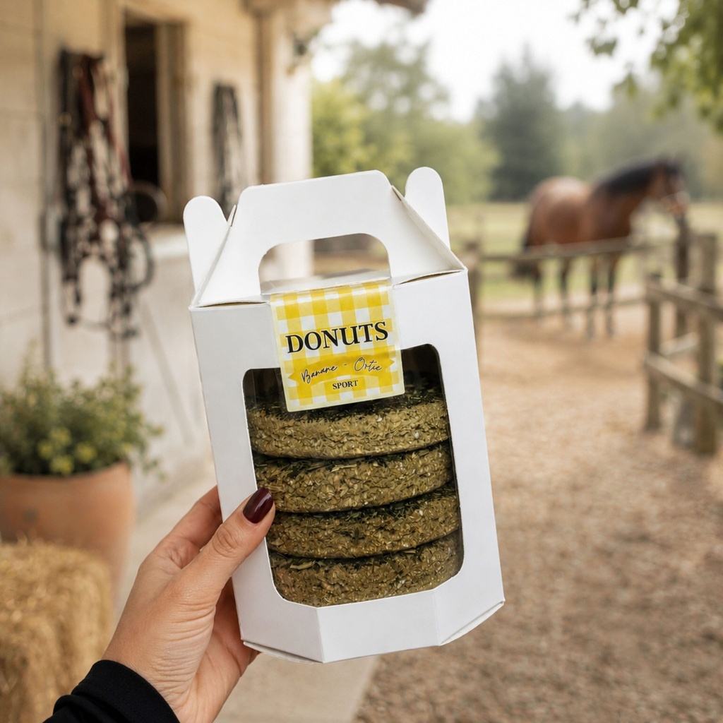 Coffret 5 Donuts Sport, coffret bio EquiNatBio, vue du produit sous emballage
