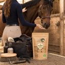 EQUIBIO-DIGESTION, sachet de friandises bio EquiNatBio, gros plan sur la texture et les ingrédients