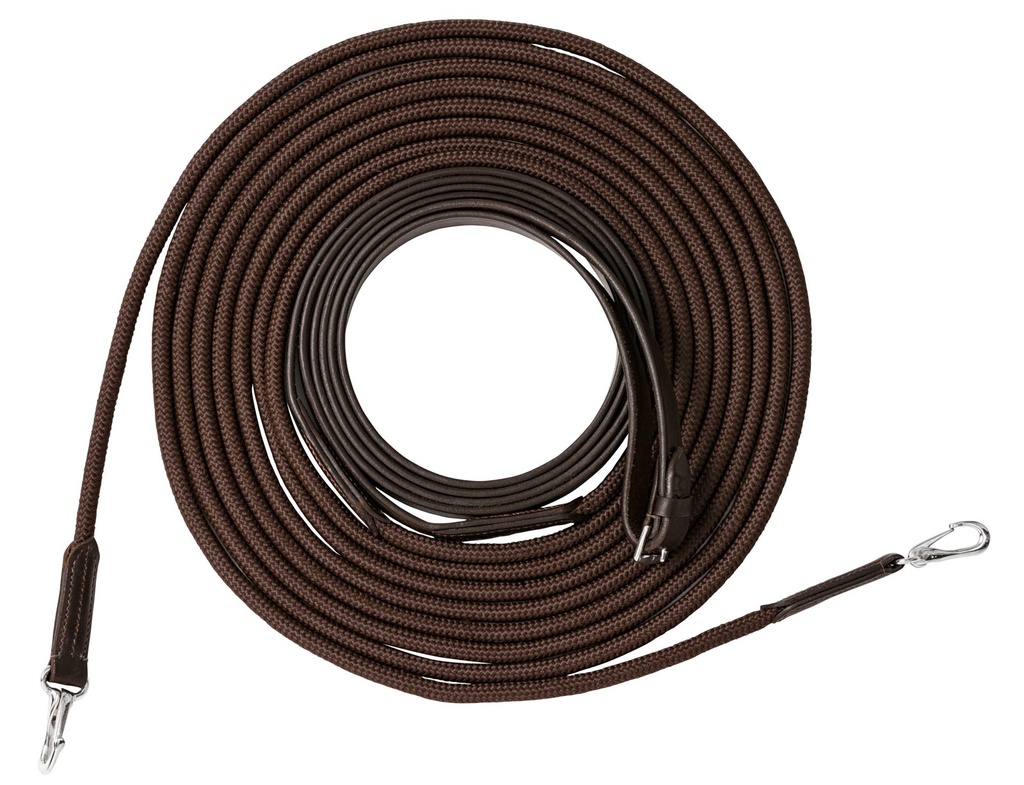 Rênes longues RIDING WORLD cuir/corde, vue 2