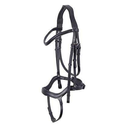 Bridon HKM Anatomic, détail de la têtière et du frontal doublé