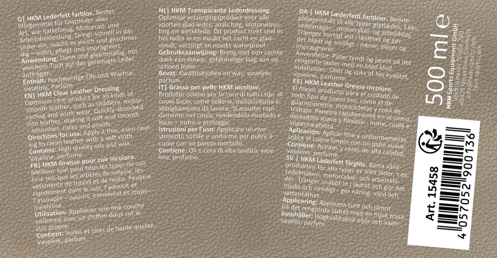 Graisse pour cuirs, contenant: - couleur indicative (0000) (2)