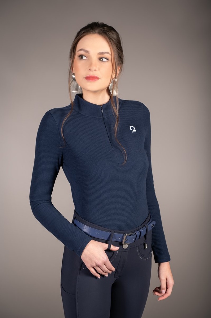 Polo à manches longues -Arezzo - Bleu foncé (2)