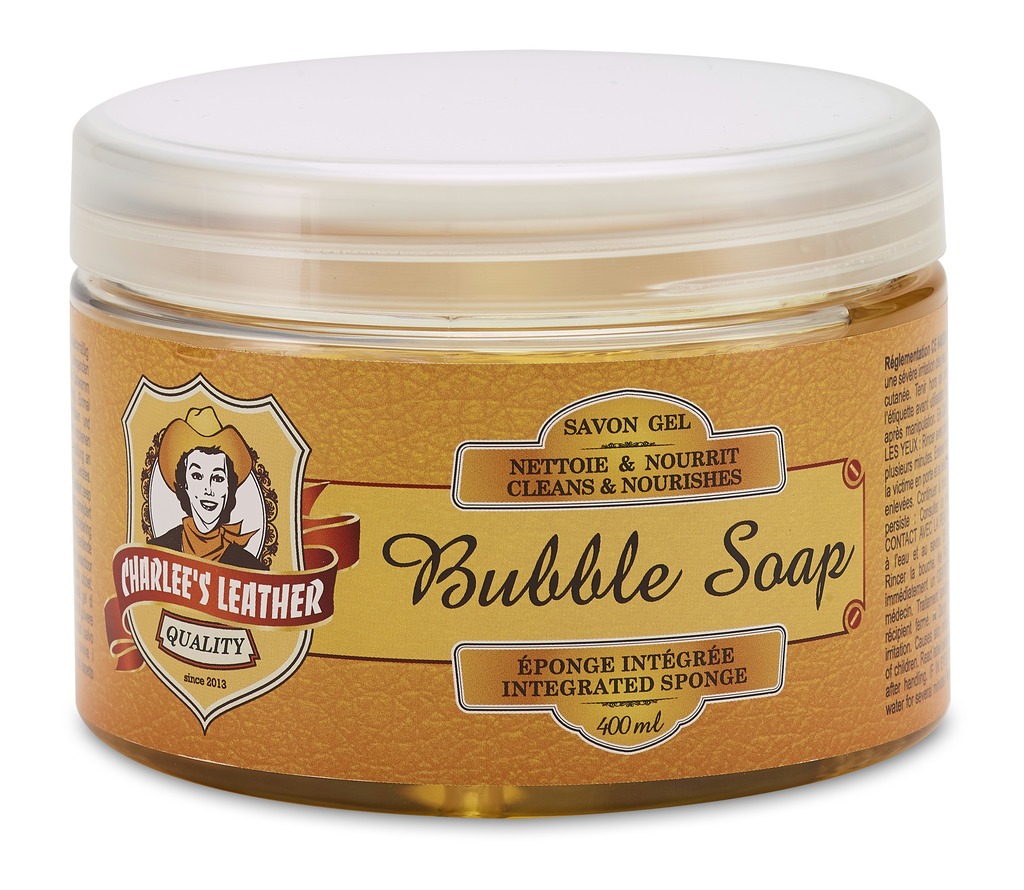 [718042] Bubble soap CHARLEE'S LEATHER, éponge intégrée