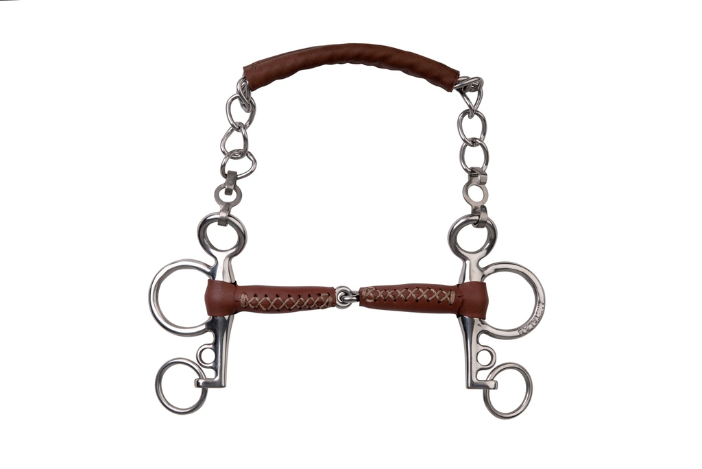 [590070115] Mors Pelham METALAB "Pinchless" cuir, branches courtes (115mm)