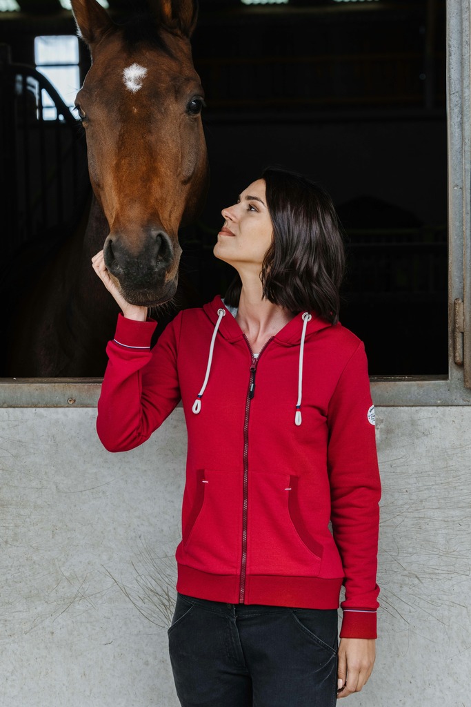 [963202031] EQUITHÈME zipped sweatshirt -Courtney- (Cerise, 34/XS)