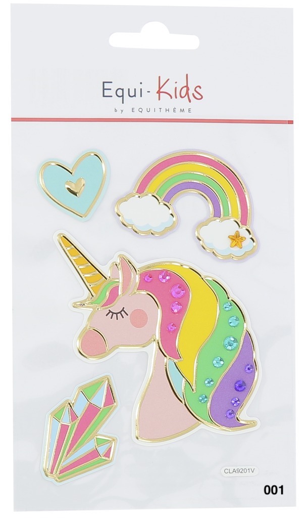 [901601001] Stickers EQUI-KIDS "Relief" (4 adhésifs licorne + strass)