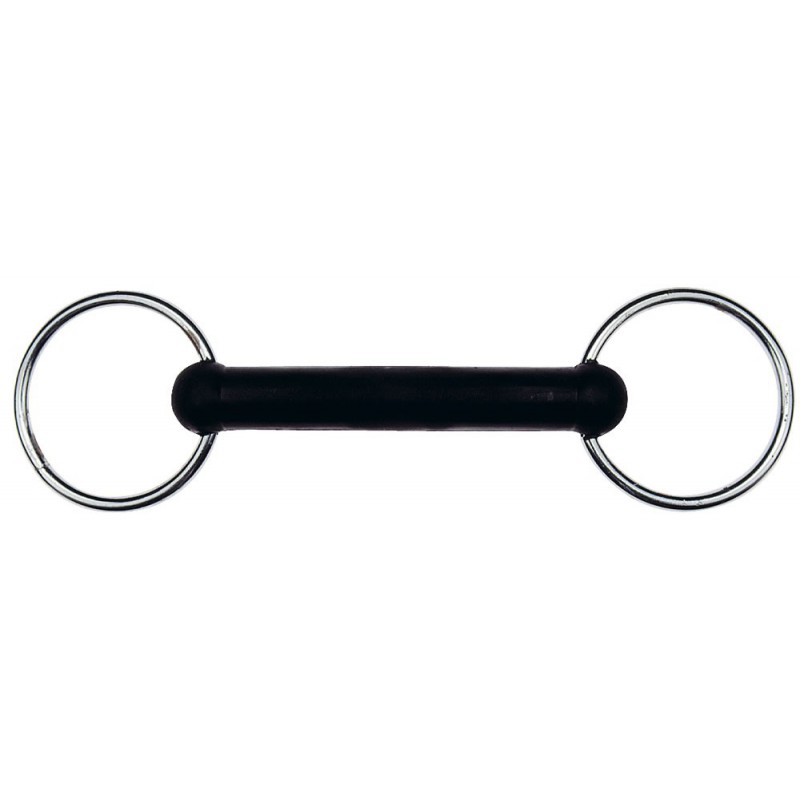 Mors 2 anneaux FEELING caoutchouc, droit, inox