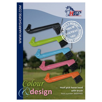 [8714813355463] Cure-pied tête de cheval avec brosse (Bleu clair)