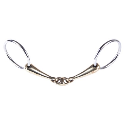 Bradoon anneaux mobiles embouchure double brisure laiton doré 16mm