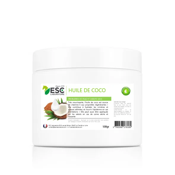 Huile de coco - Irritations cutanées et sabots secs cheval