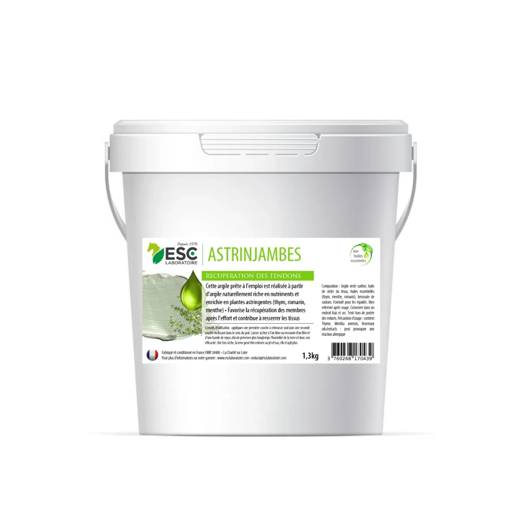 Astrinjambes - Argile Cheval enrichie en huile essentielles- Récupération et engorgement tendons (3kg)