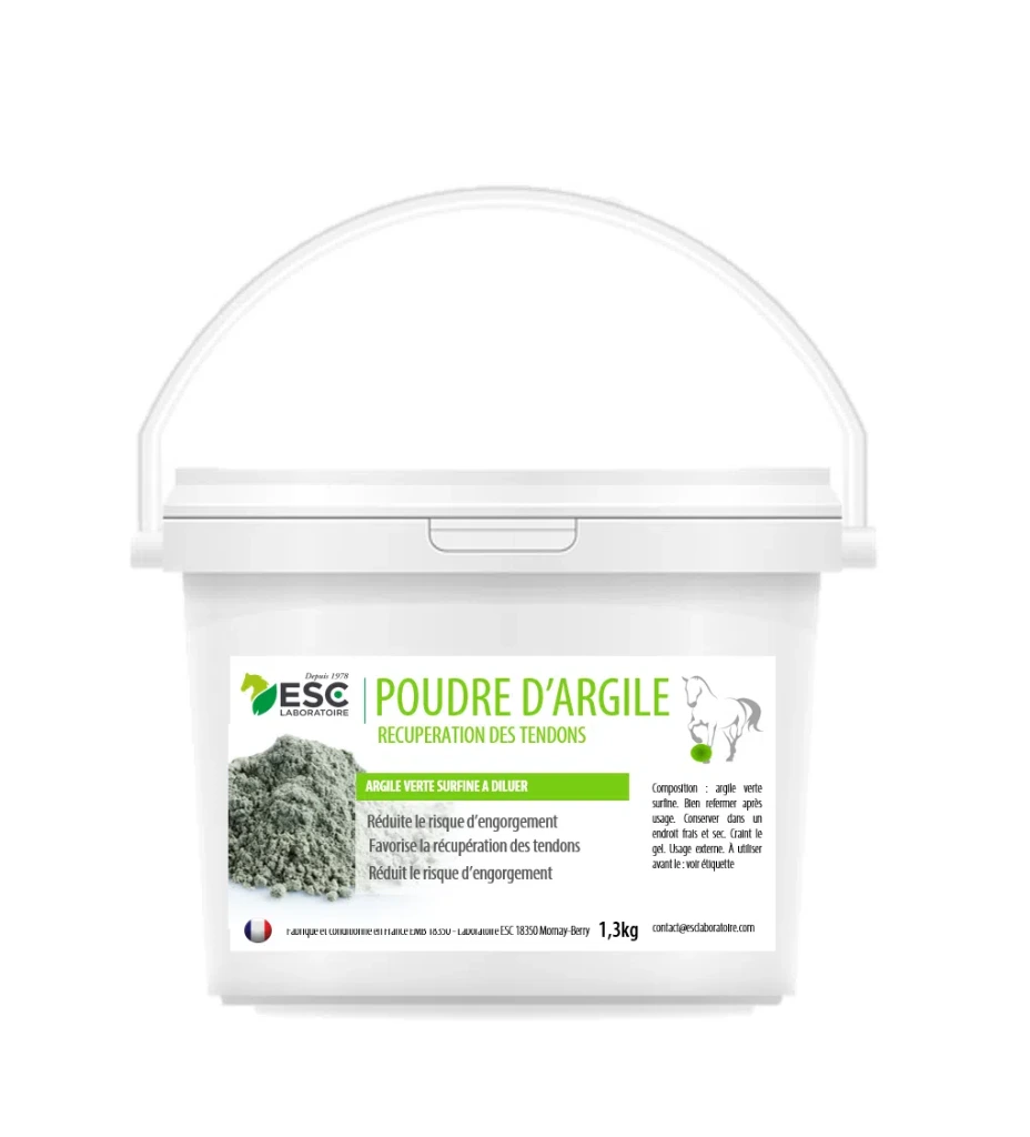 Argile Verte Chevaux - Format poudre- Récupération tendon cheval 1kg