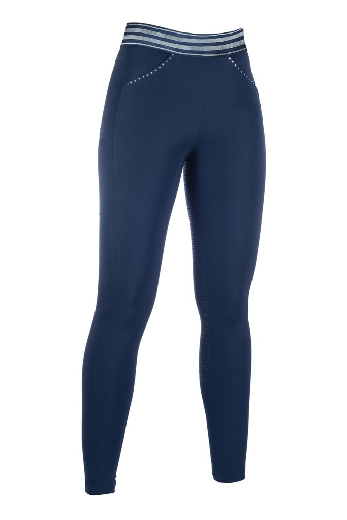 Riding leggings -Pull on- silicone full seat (36, Bleu foncé)