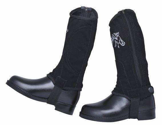 Half chaps -Kids- nubuck leather imitation&elastic