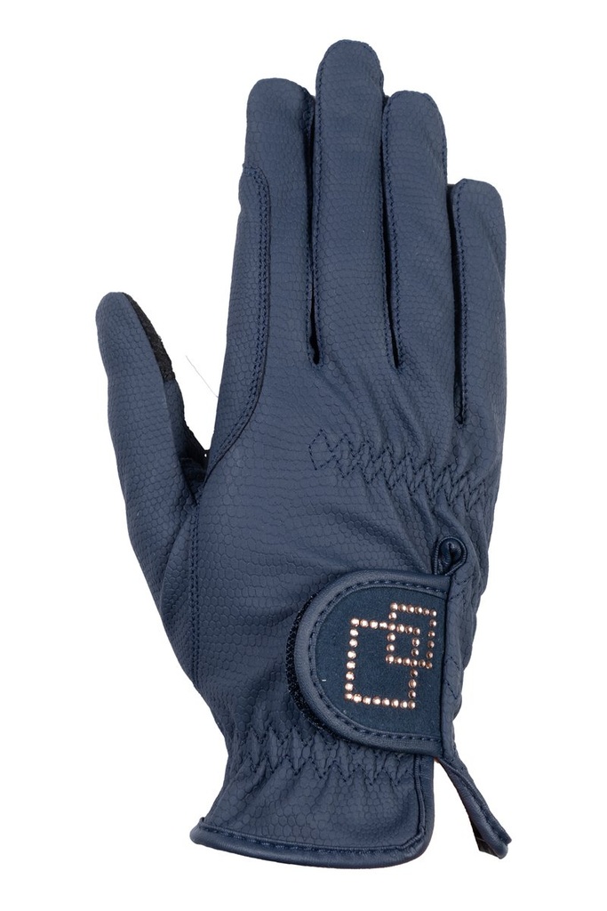 Riding gloves -Competition- (XS, Bleu foncé/rose)